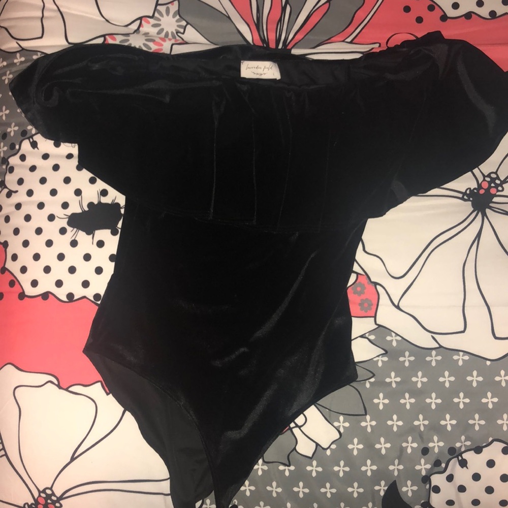 Black velvet, off the shoulder, body suite